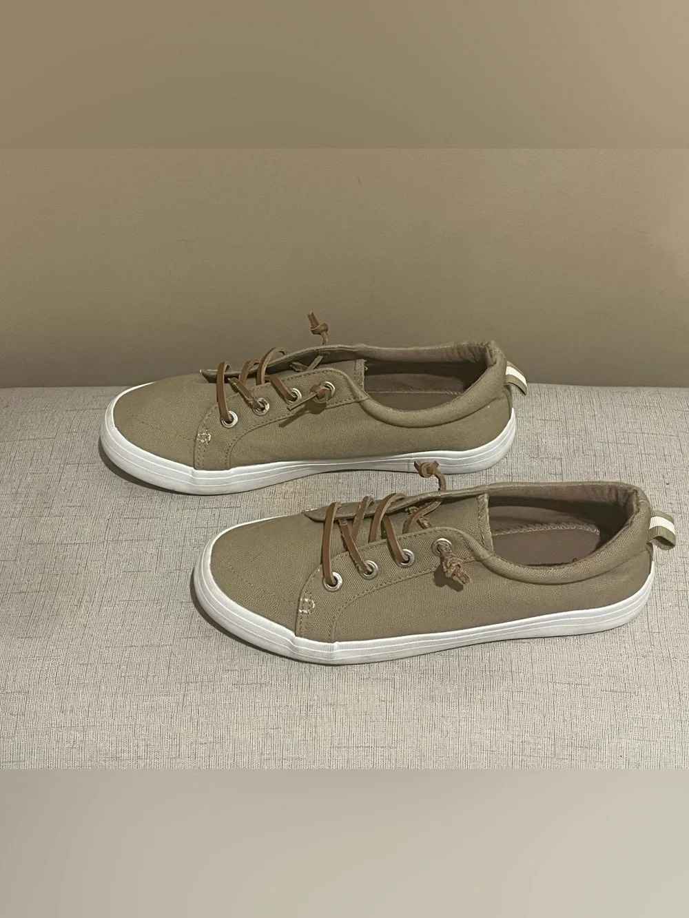 Tommy Bahama Casual Canvas Slip-On Sneakers in Khaki and White